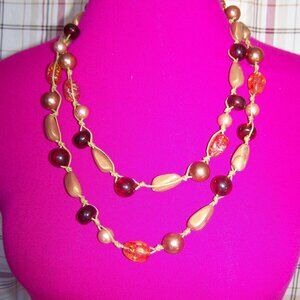 Brown & Gold Beaded Necklace